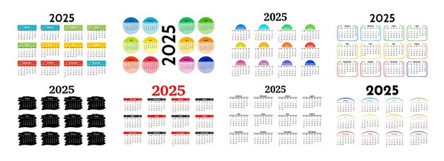 Calendario para 2025 aislado sobre un fondo blanco
