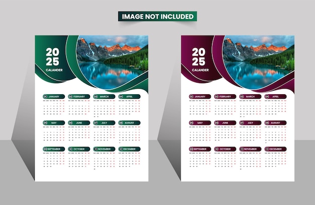 Calendario 2025 con un estilo contemporáneo limpio Un diseño de calendario sencillo