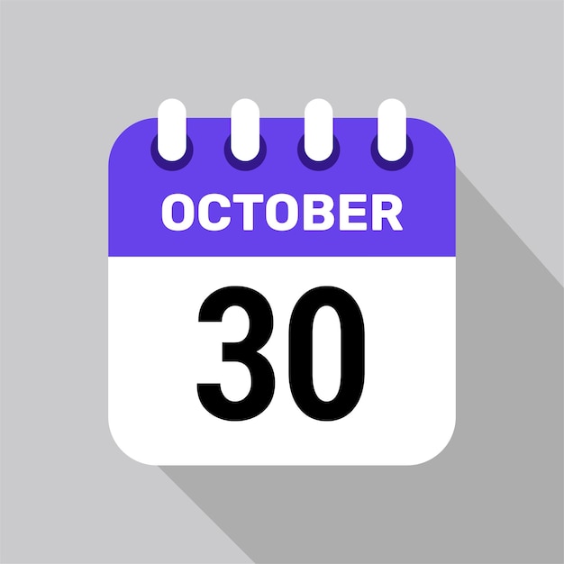 calendario 30 de octubre icono página vectorial ilustración papel de diseño de fondo