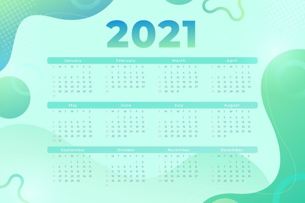 Vector calendario abstracto año nuevo 2021