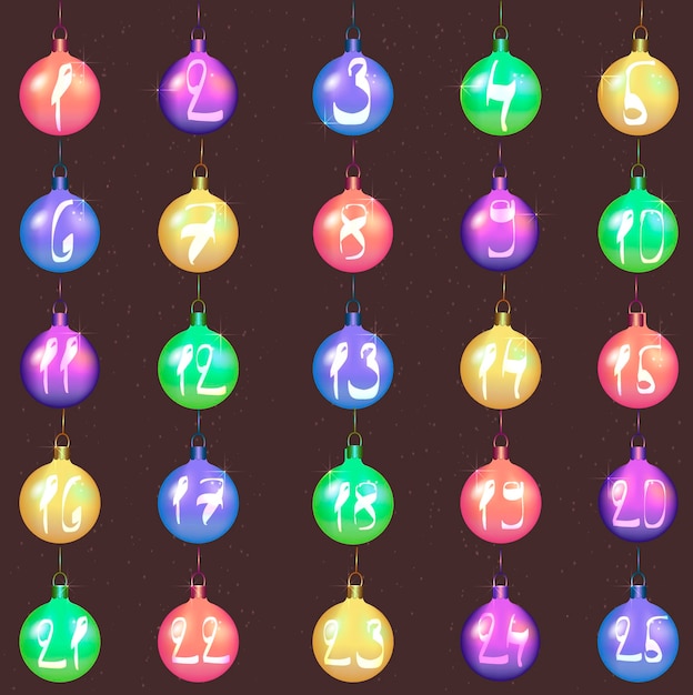 Calendario de adviento con bolas de navidad