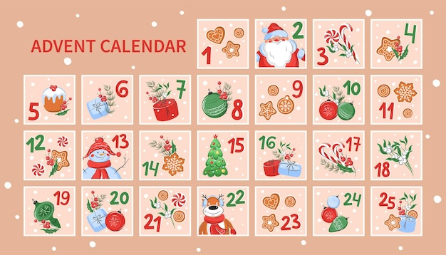 Calendario de Adviento de Navidad para niños.