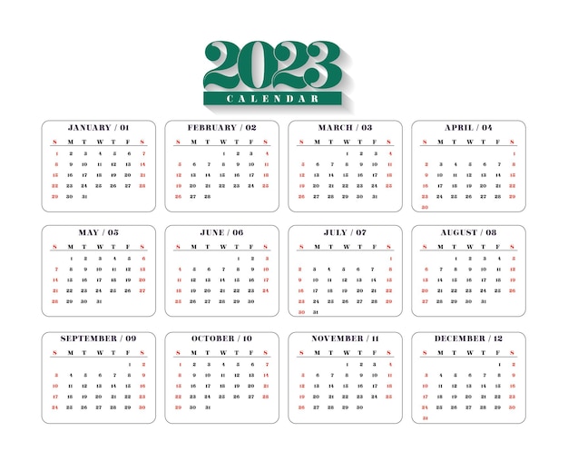 Un calendario con el año 2023 en él