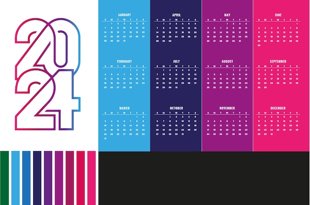 Vector calendario para el año 2024