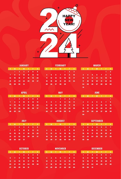 Vector calendario para el año 2024