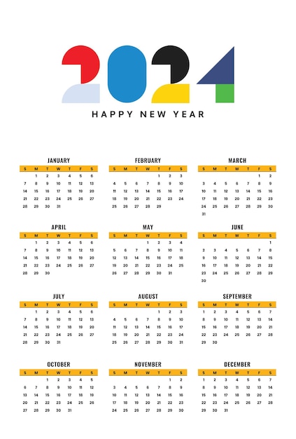 Vector calendario para el año 2024