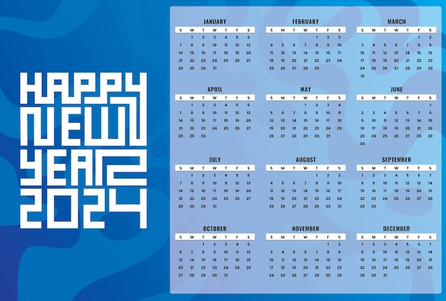 Vector calendario para el año 2024