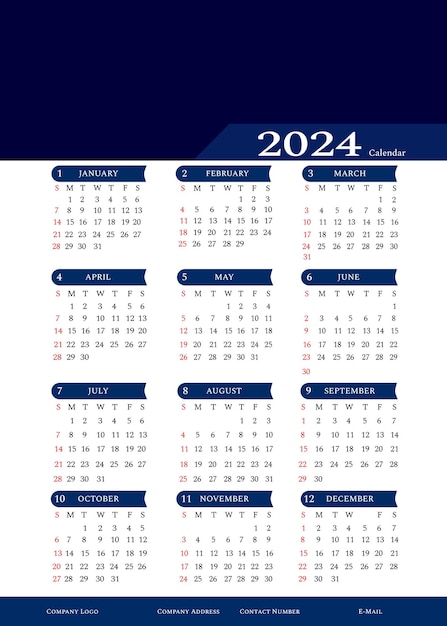 Vector un calendario para el año 2024