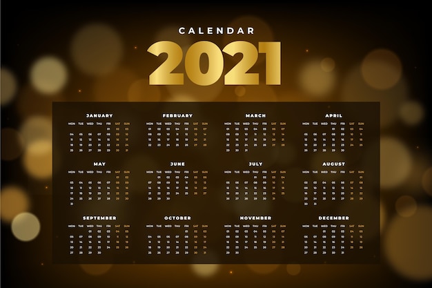 Calendario de año nuevo 2021 borroso