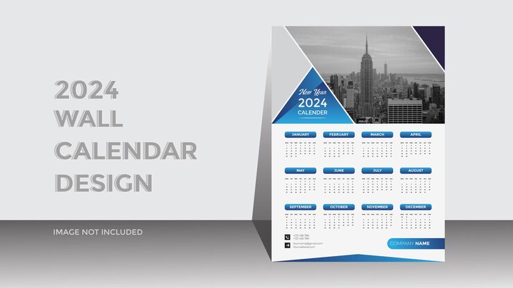 calendario de año nuevo 2024 en estilo empresarial