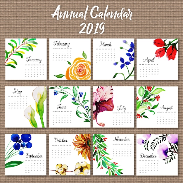 Vector calendario anual 2018