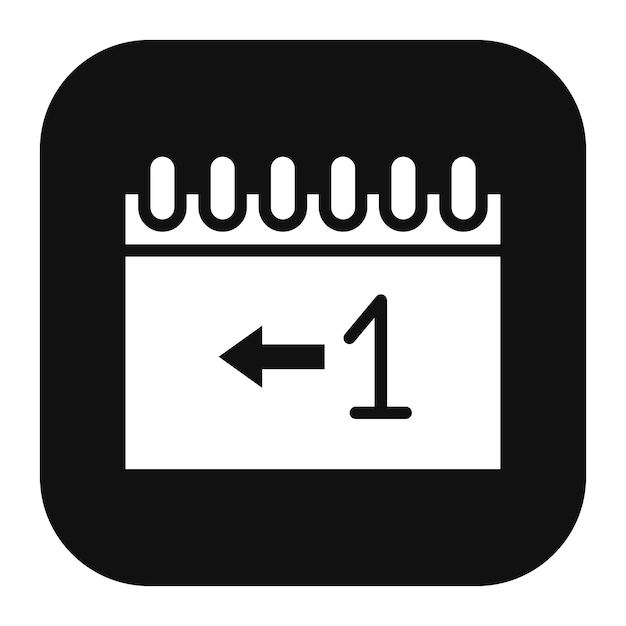 un calendario en blanco y negro con una flecha apuntando a la derecha