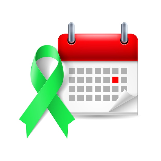 Calendario y cinta de conciencia verde