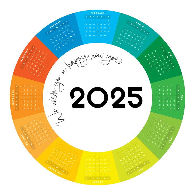 Vector calendario colorido para 2025
