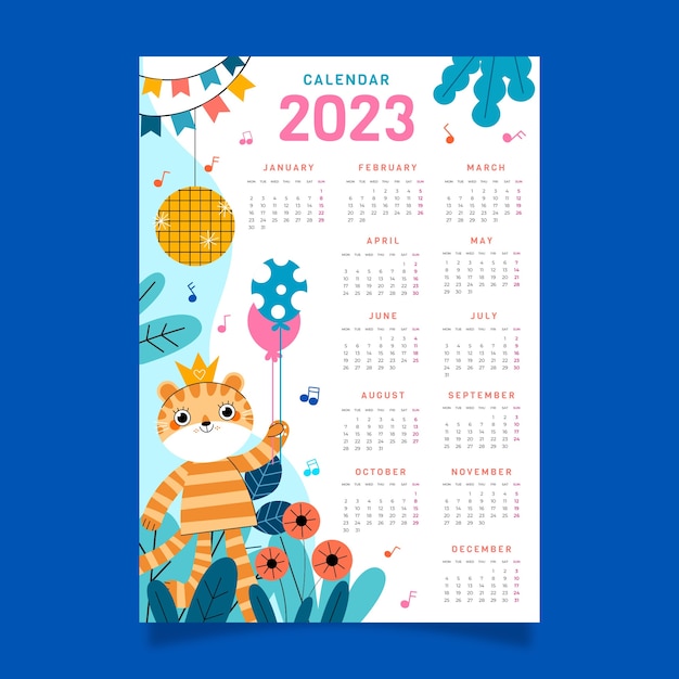 Vector calendario de cumpleaños de diseño plano