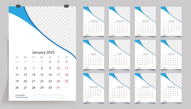 un calendario con un diseño azul y rojo con la fecha de marzo