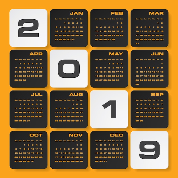 Calendario de diseño moderno 2019