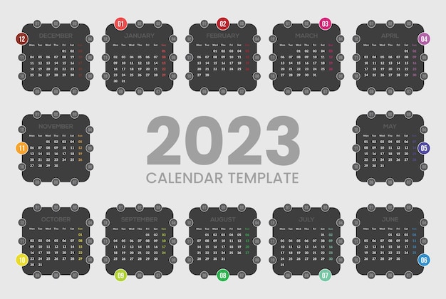 Vector calendario de diseño rotacional 223