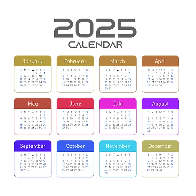 Calendario editable para el año 2025