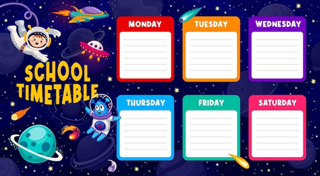 Calendario de educación sobre el paisaje espacial