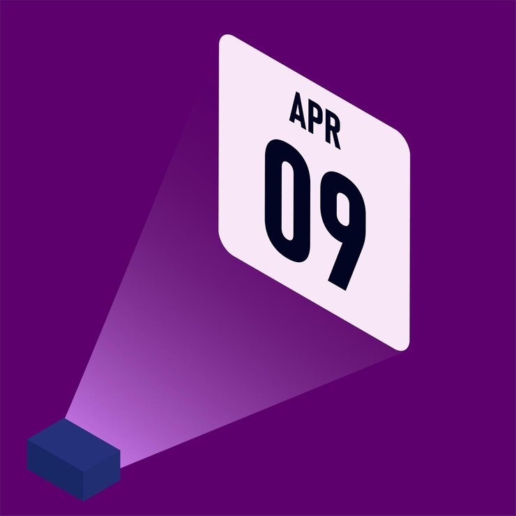 Vector calendario del efecto holograma abril de 2025