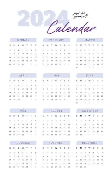 Calendario elegante simple para el año 2024