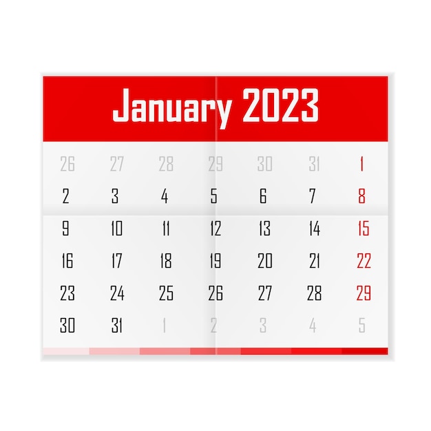 Calendario enero 2023