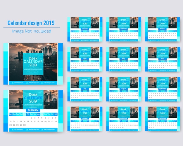 Vector calendario de escritorio 2019