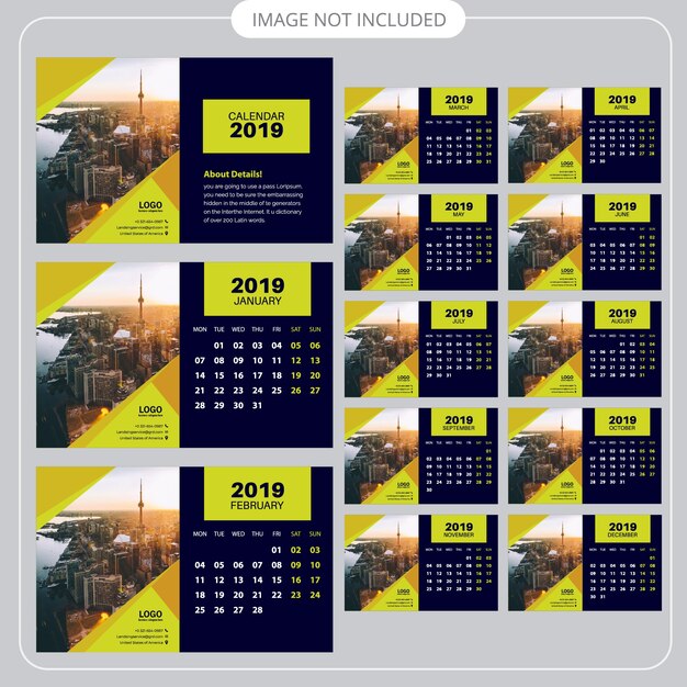 Vector calendario de escritorio 2019