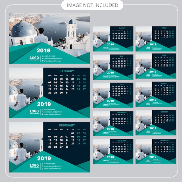 Vector calendario de escritorio 2019