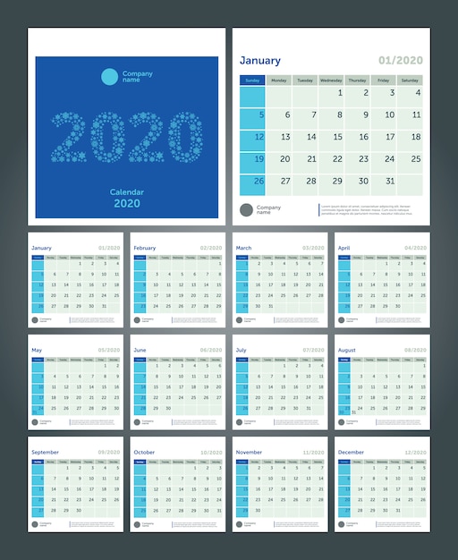 Calendario de escritorio para 2020