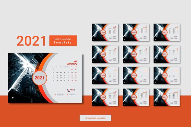 Calendario de escritorio 2021 diseño de plantilla mínima creativa