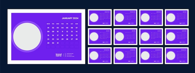 Vector el calendario de escritorio para 2024