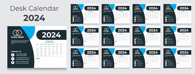 Vector calendario de escritorio para 2024