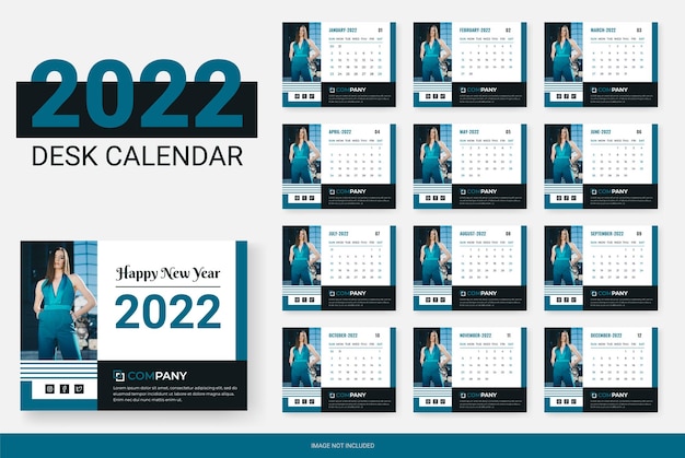 Calendario de escritorio de diseño moderno 2022