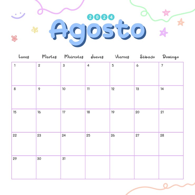 Vector calendario de escritorio lindo del mes de agosto