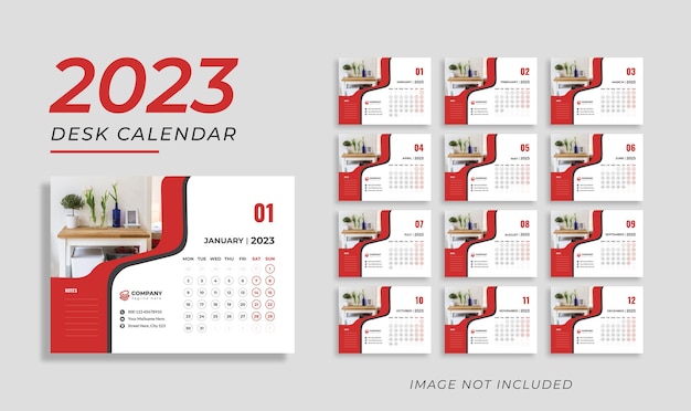 Calendario de escritorio rojo 2023