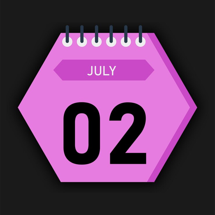 Vector calendario de estilo hexagonal mes de julio de 2025