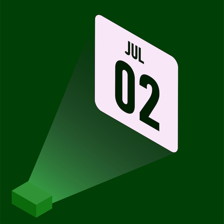Vector calendario de estilo holográfico julio de 2025