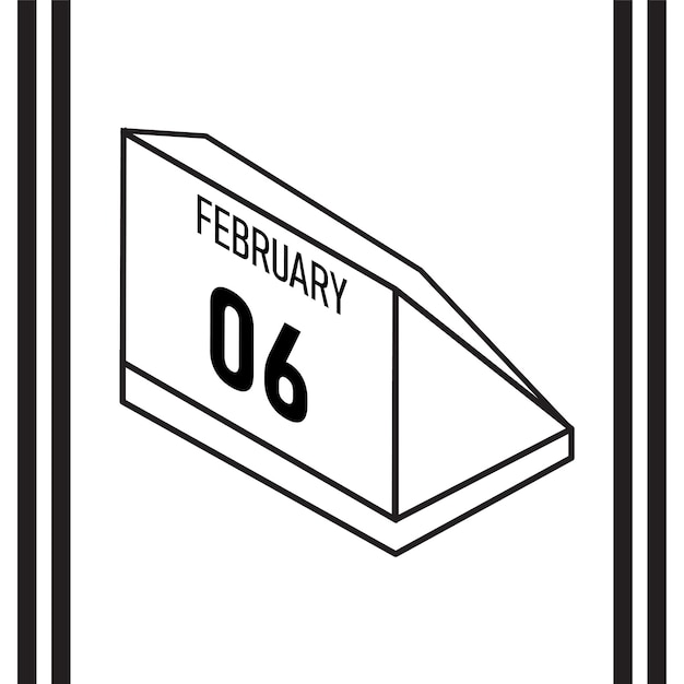 Calendario de estilo de línea isométrica febrero 2025 completamente editable