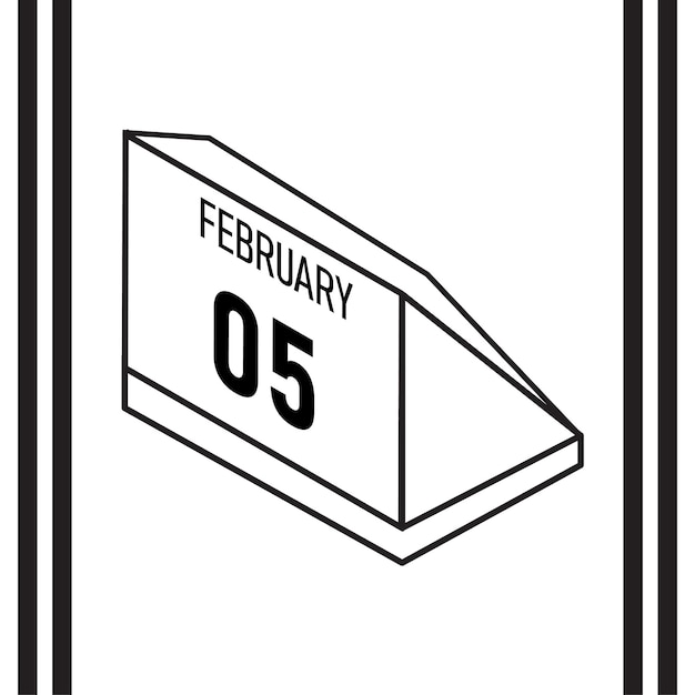 Calendario de estilo de línea isométrica febrero 2025 completamente editable