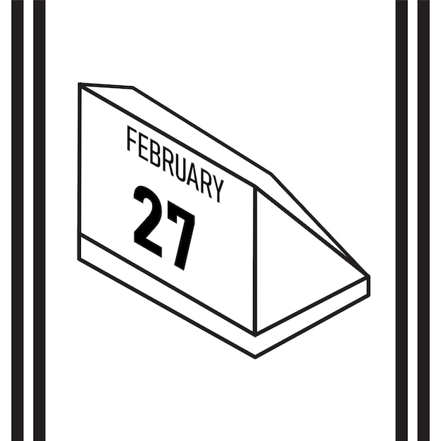 Calendario de estilo de línea isométrica febrero 2025 completamente editable