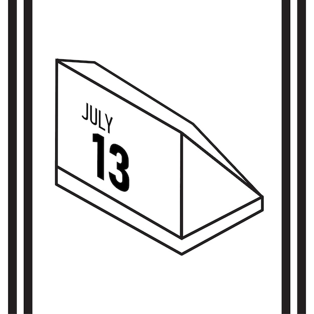 Calendario de estilo de línea isométrica julio 2025 completamente editable