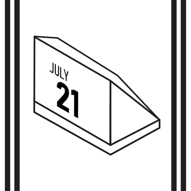 Calendario de estilo de línea isométrica julio 2025 completamente editable