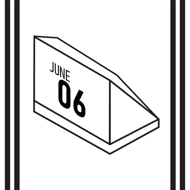 Calendario de estilo de línea isométrica junio 2025 completamente editable