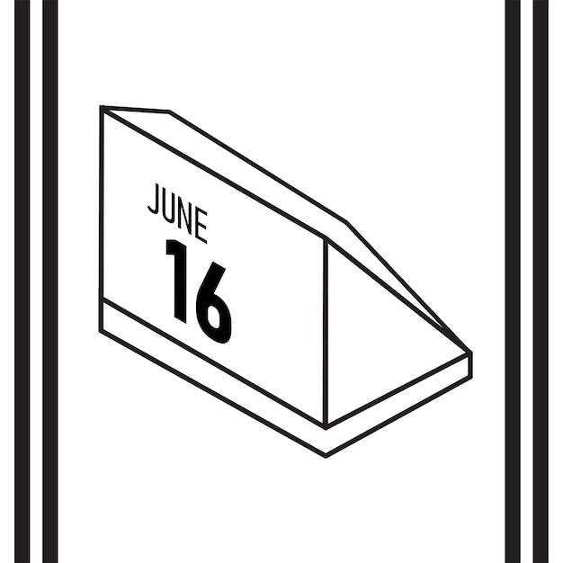 Calendario de estilo de línea isométrica junio 2025 completamente editable