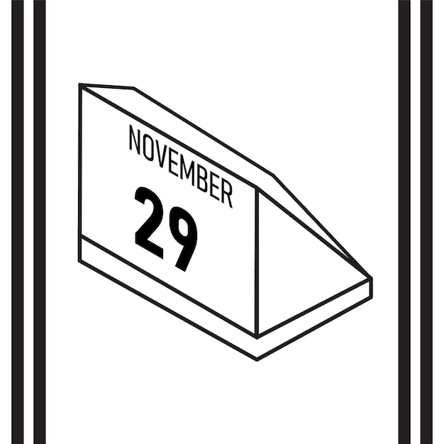 Calendario de estilo de línea isométrica noviembre 2025 completamente editable