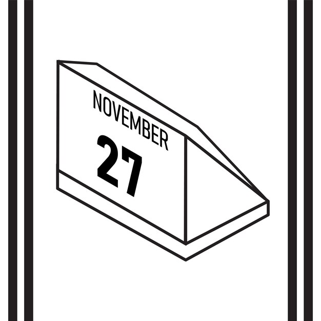 Calendario de estilo de línea isométrica noviembre 2025 completamente editable