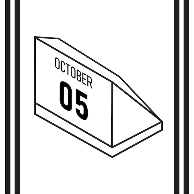 Calendario de estilo de línea isométrica octubre 2025 completamente editable