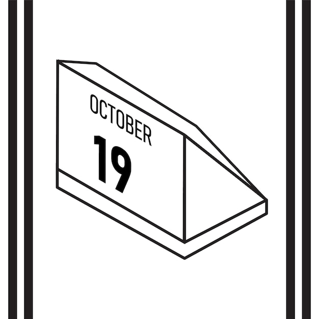 Calendario de estilo de línea isométrica octubre 2025 completamente editable
